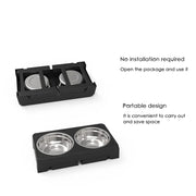 Comedouro Elevado com Tigelas Duplas em Aço Inoxidável