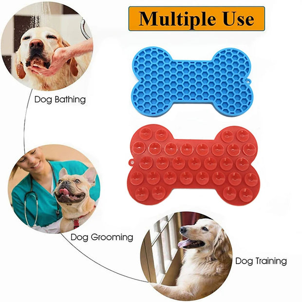 Tapete de silicone para alimentação lenta para pets (formato de osso)