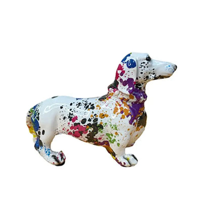 Estátua colorida de Dachshund em resina